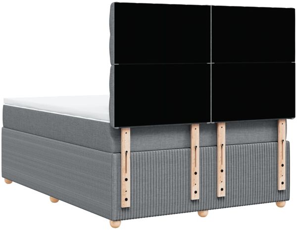 vidaXL Boxspringbett mit Matratze Hellgrau 140x200 cm Stoff 3294386 Bild 8