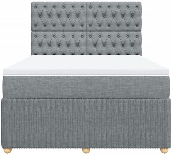 vidaXL Boxspringbett mit Matratze Hellgrau 140x200 cm Stoff 3294386 Bild 6