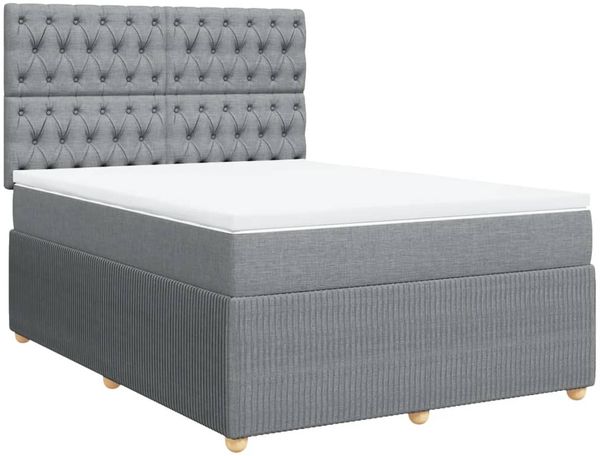 vidaXL Boxspringbett mit Matratze Hellgrau 140x200 cm Stoff 3294386 Bild 3