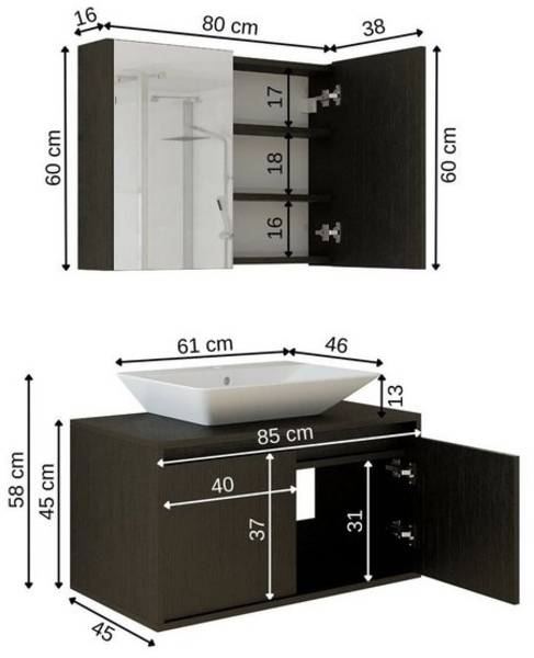 Roomart Badmöbel-Set, (Roomart Badmöbel Set Waschbecken mit Unterschrank 85cm,in 5 Farben) Bild 4