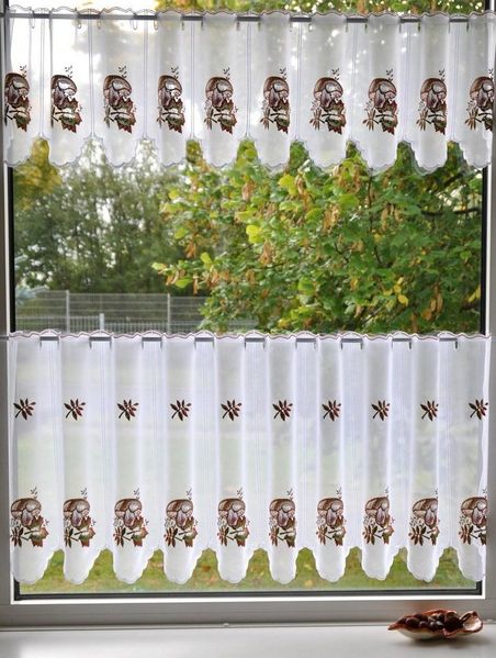 Stickereien Plauen Scheibengardine Pilze (1 St), Stangendurchzug, transparent, Voile