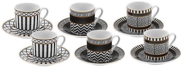 Karaca Kaffeeservice Karaca Helenistik für 6 Personen Kaffeetasse, 80 ml, Porzellan