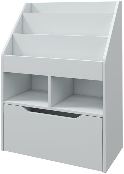 Kinderbücherregal mit Schublade & 5 Fächern, 60 x 29,9 x 90 cm, Grau