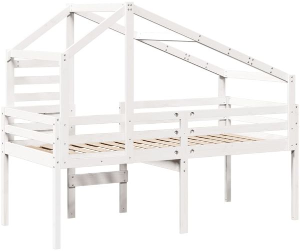 vidaXL Hochbett mit Dach Weiß 75x190 cm Massivholz Kiefer 3281984 Bild 6