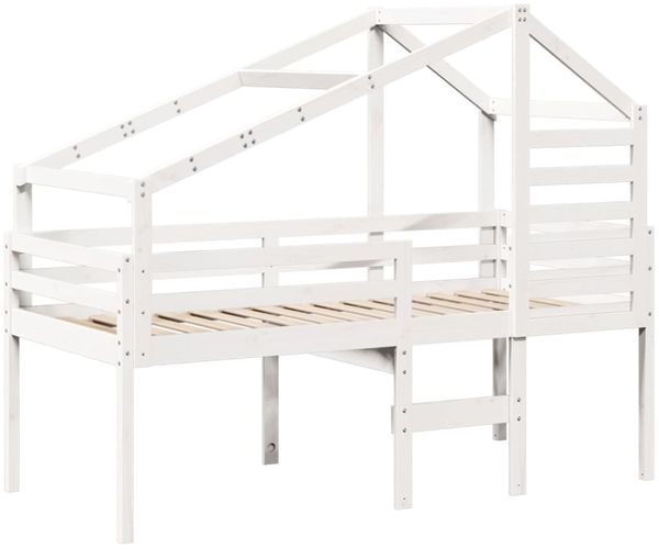 vidaXL Hochbett mit Dach Weiß 75x190 cm Massivholz Kiefer 3281984 Bild 3