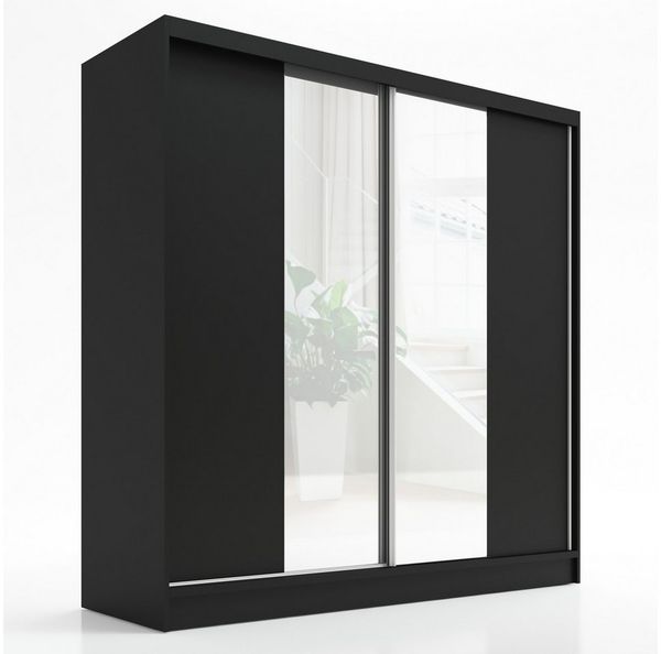 A&J MöbelLand GmbH Schiebetürenschrank SOLO 2-türiger Kleiderschrank mit Spiegel und Kleiderstangen (TOP ANGEBOT! Geräumiger Schrank mit einer Breite von 200 cm und Spiegel, ideal zur Aufbewahrung von Kleidung und Accessoires. TOP PRODUKT! Wählen Sie d...