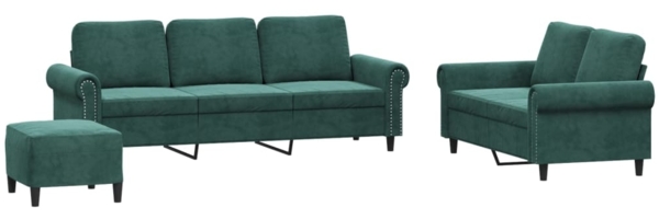 vidaXL 3-tlg. Sofagarnitur mit Kissen Dunkelgrün Samt 3202262