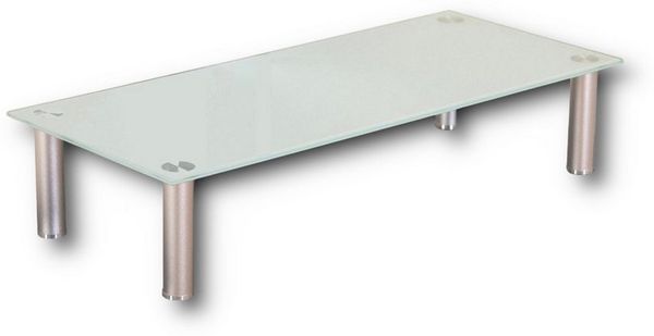 HOOZ TV-Aufsatz Weißglas mit Aluminiumfüßen - Ablage und Platzerweiterung 100x35cm, (modern, 1-St, mit Aufbauanleitung), aus Sicherheitsglas