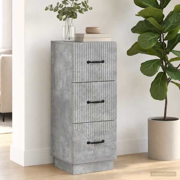 vidaXL Schubladenschrank Betongrau 33 x 34,5 x 87 cm Holzwerkstoff 895308