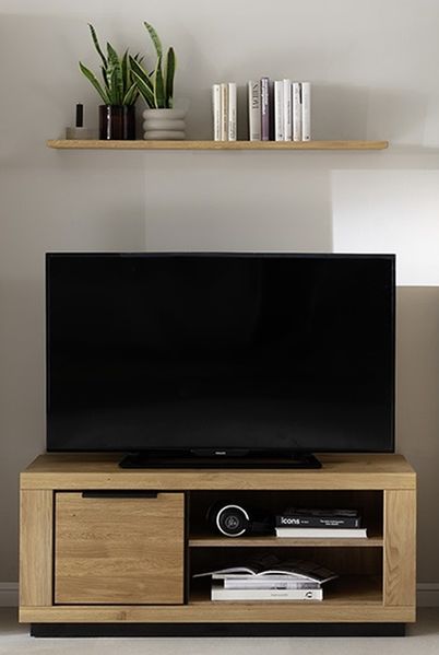 Wohnwand >Greno< (2-teilig) in Wildeiche, teilmassiv - 122x52x54cm (BxHxT)
