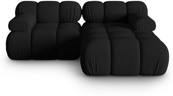 Micadoni Modulares Ecksofa Bellis 3-Sitzer Rechts 3D-Stoff Sonic Schwarz