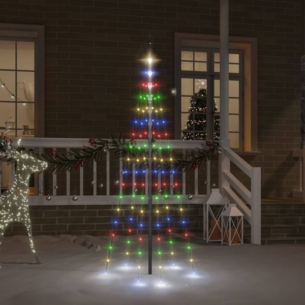 vidaXL LED-Weihnachtsbaum für Fahnenmast Mehrfarbig 108 LEDs 180 cm 343521