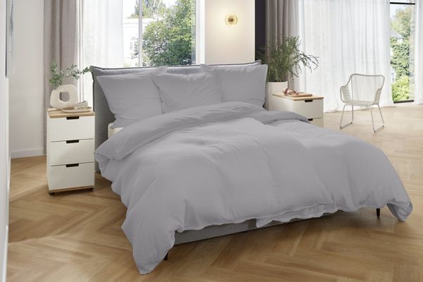 Primera Halbleinen Sommer Bettwäsche 155x220 anthratzit grau uni 183001-888