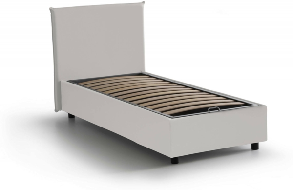 Dmora Atelmo-Einzelbett, Bettkasten mit Kunstlederbezug, 100 % Made in Italy, Öffnung vorne, geeignet für Matratzen 80 x 200 cm, Weiß Bild 4