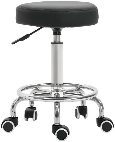 Vinsetto Rollsitz Samt-Touch mit Rädern, Rollhocker höhenverstellbar (Salonstuhl, 1 St, Salonhocker), für Wohnzimmer, Schwarz