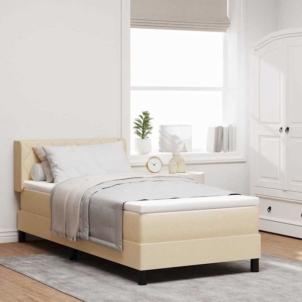 vidaXL Boxspringbett mit Kopfteil Creme 200 x 90 cm Stoff 3341151