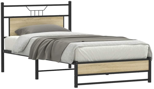 vidaXL Bettgestell ohne Matratze Sonoma-Eiche 100x190 cm Holzwerkstoff 4106956