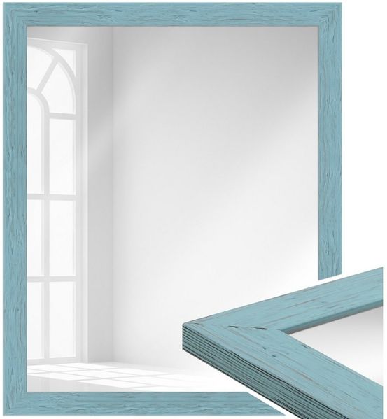 WANDStyle Wandspiegel H750, Blau, aus Massivholz im Landhausstil