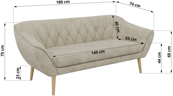 Wohnzimmerset Möbelset PIRS 3-3, Armlehnen, Wellenfederung, Buche Füße, Dreisitzer Sofa, Polstermöbel Set - Hellgrau Velvet Bild 5