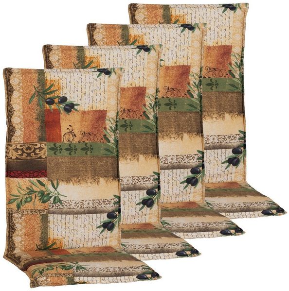 NYVI Hochlehnerauflage Hochlehner Auflagen Rio 4er Set - Stuhlauflage für Gartenstühle, (4 St), Sitzauflage, Pflegeleicht, Robust, Bequem