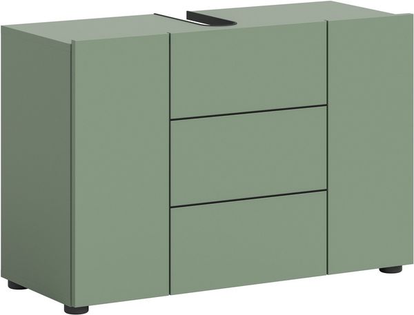welltime Waschbeckenunterschrank BIEL, Breite: 82 cm, 3 Türen, 4 Fächer, Siphonausschnitt (1-St) Waschbeckenunterschrank, Unterschrank, WBU, Badezimmer, Bad