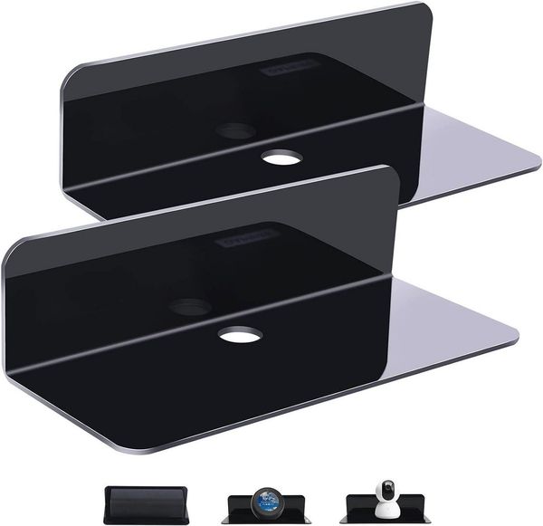 Diwzbyn Wandregal 2er Set Wandregal Ohne Bohren Schweberegal, aus Acryl, 2-tlg, Badezimmer Regal Zum Kleben Bücherregal Bad Regal Selbstklebend