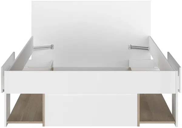 Vente-unique - KINSELIA Bett Holz, Platte BeigeWeiß - B 203,4 cm x H 76 cm x L 124 cm Bild 6
