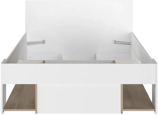 Vente-unique - KINSELIA Bett Holz, Platte BeigeWeiß - B 203,4 cm x H 76 cm x L 124 cm Bild 7