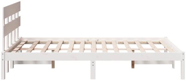 vidaXL Bettgestell mit Kopfteil Weiß 140 x 190 cm Massivholz Kiefer 872171 Bild 5