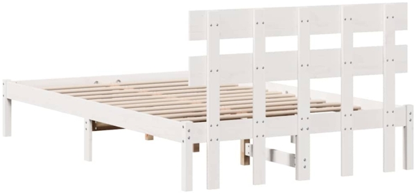 vidaXL Bettgestell mit Kopfteil Weiß 140 x 190 cm Massivholz Kiefer 872171 Bild 6