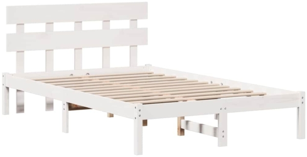 vidaXL Bettgestell mit Kopfteil Weiß 140 x 190 cm Massivholz Kiefer 872171 Bild 1