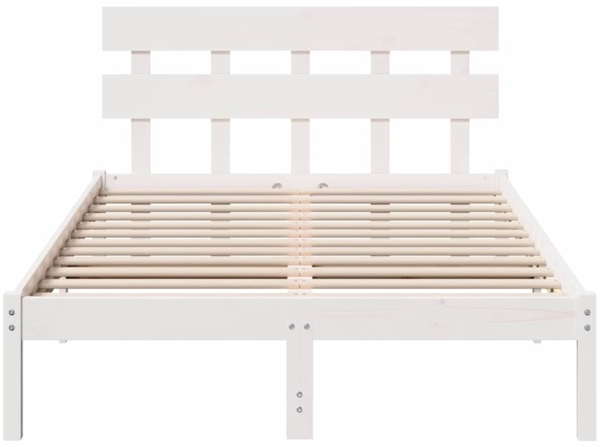 vidaXL Bettgestell mit Kopfteil Weiß 140 x 190 cm Massivholz Kiefer 872171 Bild 4