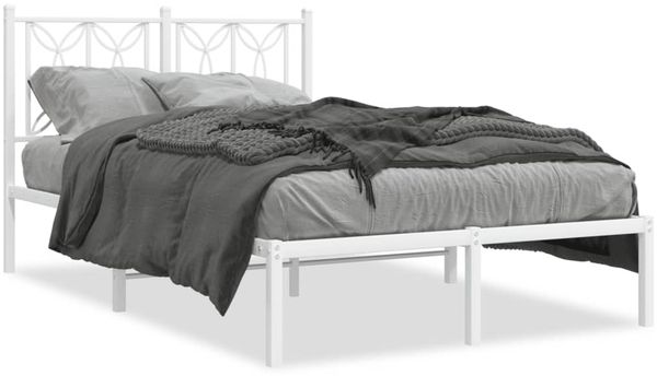 Einzelbettgestell Design für Erwachsene mit Kopfteil Metall Weiß 120x190 cm d2922e