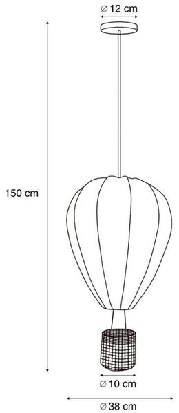 Qazqa Pendelleuchte Airballoon, ohne Leuchtmittel, Warmweiß, QAZQA Hängeleuchte, e27, Beige, Textil, Für Kinder