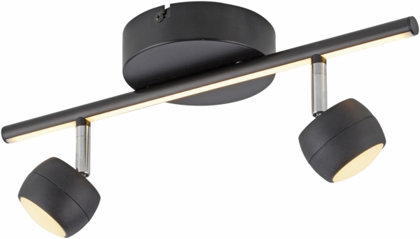 JUST LIGHT LED-Deckenleuchte 11401-18, 10,60W, 3000K, 1225lm, warmweiß, IP20, schwarz