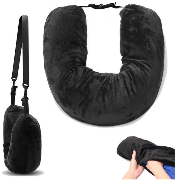 Rutaqian Nackenkissen Reisekissen, Ergonomisches Nackenkissen zum Befüllen mit Kleidung, Befüllbares Schlafkissen, Nackenkissenbezu, 1-tlg, Befüllbares Schlafkissen, Nackenkissenbezu, Tragbares Nacken Stützkissen für Flugzeugstuhl,Auto, Zuhause,Büro,78cm