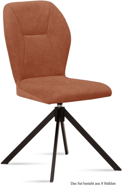 Esszimmerstuhl drehbar (8er-Set) Denyse 51x92x60 Schwarz/Cognac