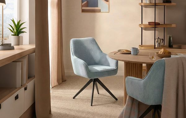 B&D home Polsterstuhl ARVIT (1 St), mit Armlehnen, Taschenfederkern-Sitz, Metallgestell 360° drehbar