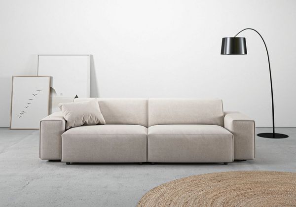 andas Big-Sofa Glimminge auch in Breitcord, Feincord + Easy care-Bezug, besondere Kedernähte Zierkissen