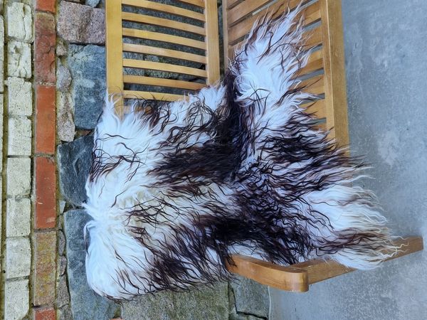 Provellus Fellteppich Premium, Langhaar Island Schaffell Lammfell Natur lockig curly, 30x30cm rund