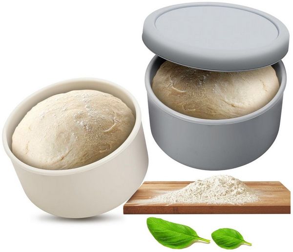 BlingBin Aufbewahrungsbox Pizzaballenbox mit Deckel, Pizzateigbehälter 700ml (1er Set, 2 St, 2 stapelbare Frischhaltedosen mit Deckel), für Pizzateig, Brot & Sauerteig, Pizzateig Box aus Kunststoff