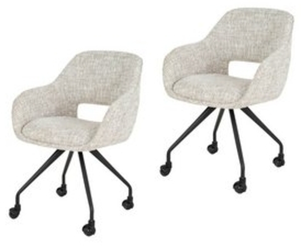 LEVEN Lifestyle Esszimmerstuhl LOTHAR mit Rollen Stuhl Küchenstuhl gepolstert Stoff Nosag Federung, mit Rollen Bild 6