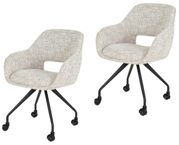 LEVEN Lifestyle Esszimmerstuhl LOTHAR mit Rollen Stuhl Küchenstuhl gepolstert Stoff Nosag Federung, mit Rollen Bild 4