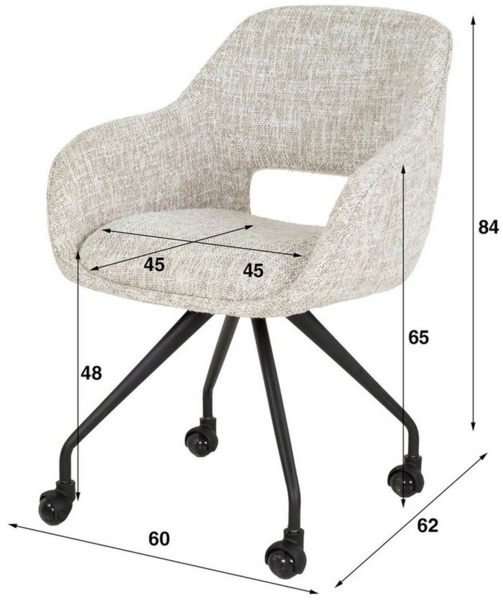 LEVEN Lifestyle Esszimmerstuhl LOTHAR mit Rollen Stuhl Küchenstuhl gepolstert Stoff Nosag Federung, mit Rollen Bild 3