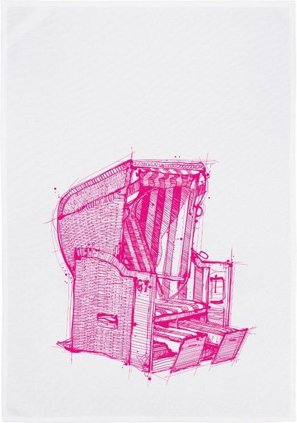17,30 Hamburg Geschirrtuch Strandkorb, neon Pink, (1-tlg), 50x70 cm, Siebdruck