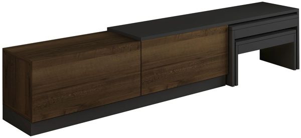 Stilvoller TV-Ständer, 180 cm, Anthrazit & Antik-Walnuss, 100% melaminbeschichtet, Wandmontage, 18 mm stark | Modernes Design