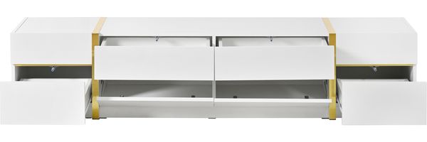 Luxuriöser TV-Ständer , TV-Schrank,Hochglanz-Finish , Goldfarbene Kanten , Mit Schubladen und Türen , Moderner Stil , Bietet viel Stauraum für das Wohnzimmer , TV-Möbel Bild 10