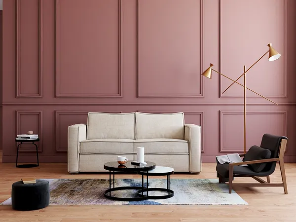 Vente-unique - LORETO Sofa SamtStoff Beige - B 223 cm95 cm x H 90 cm x L 215 cm