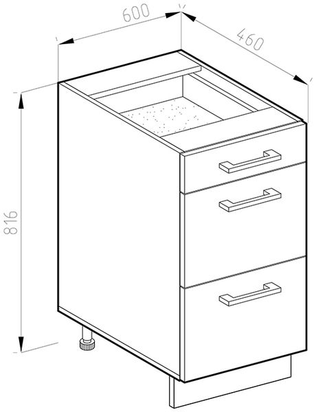 Küchenunterschrank R-Line Weiß Hochglanz 60 cm AP Marmor Vicco Bild 3