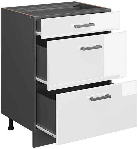 Küchenunterschrank R-Line Weiß Hochglanz 60 cm AP Marmor Vicco Bild 4